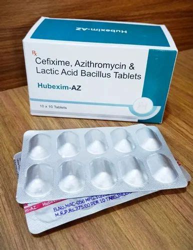 Hubexim AZ Cefixime Azithromycin Lactic Acid Bacillus Tablets At Rs