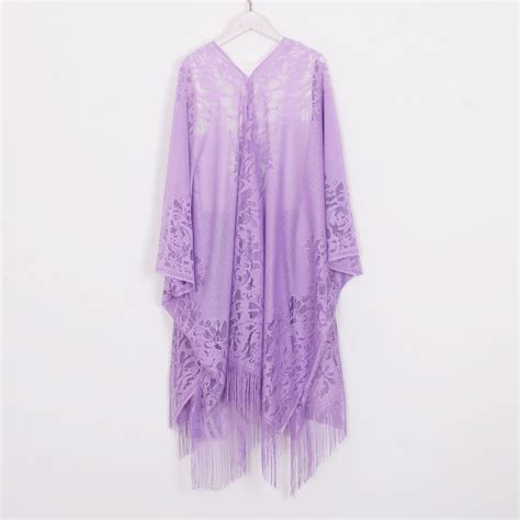 Long Bohemian Kimono Lavender Lace Kimonopurple Lace Etsy