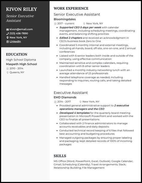 Executive Assistant Resume Examples 2024 Pdf Download Heath Conchita