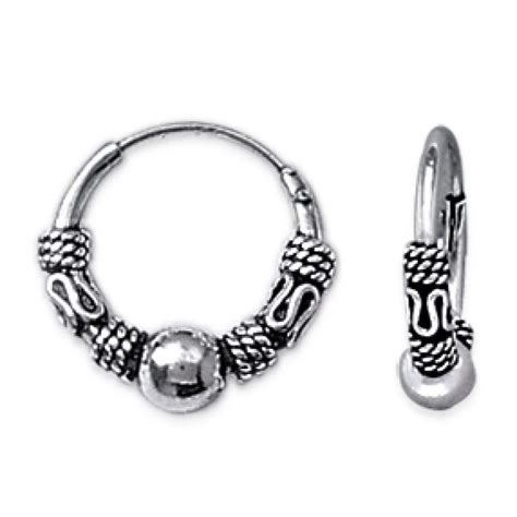 Créoles de Bali Tribales boule Argent 12mm Homme ou Femme Creole