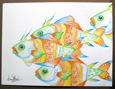 Ocean Nautical Contemporary Whimsical Art Fish Original Painting ...