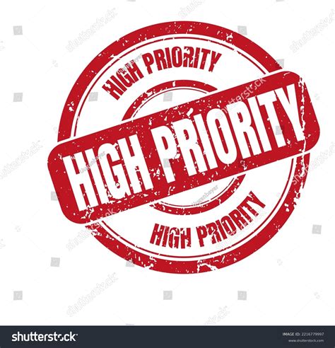 High Priority Stamp Red Round Grunge Stock Vector Royalty Free