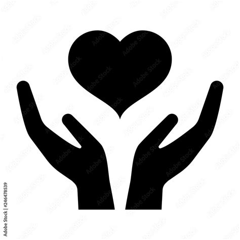 Icon Of Hands Carefully Holding Heart Symbol Of Love And Care Vector