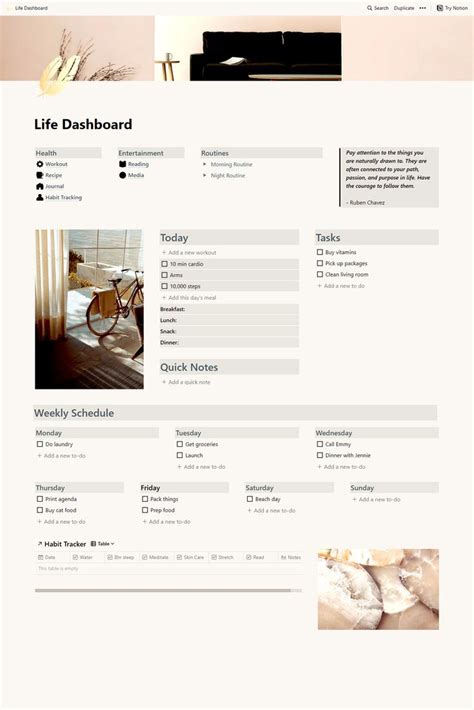 Notion Template Minimalist Life Planner Notion Dashboard Notion