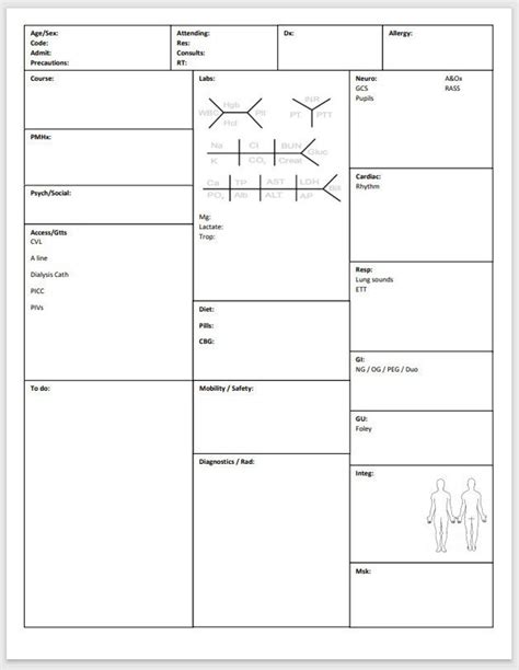 Rn Icu Report Sheet Critical Care Report Sheet Nurse Icu Brain Nursing Report Sheet Etsy