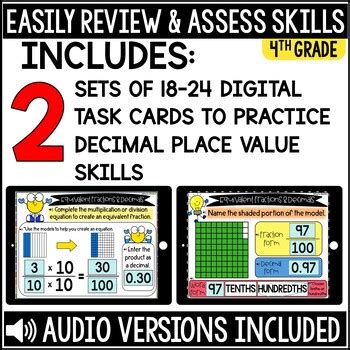 Relate Decimals To Fractions With Models Math Boom Cards TPT