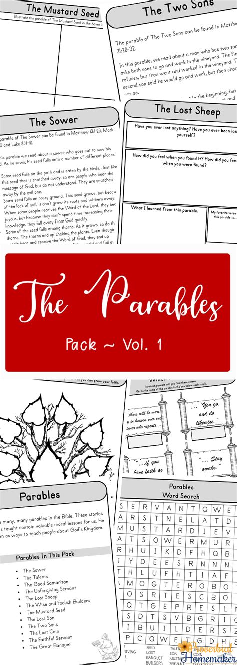 Jesus' Parables for Kids (Printable Pack) - Proverbial Homemaker