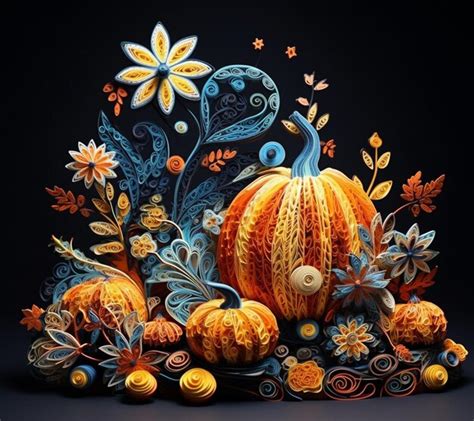 Premium Ai Image There Is A Paper Art Of A Pumpkin Surrounded By Flowers Generative Ai