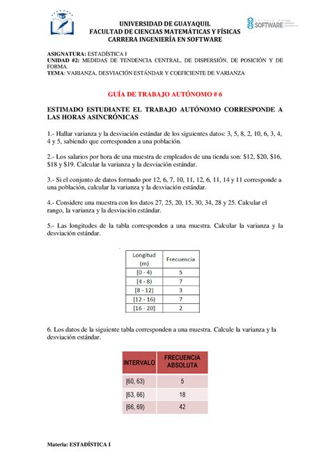 Varianza Desviación Estándar Y Coeficiente DE Varianza FACULTAD DE