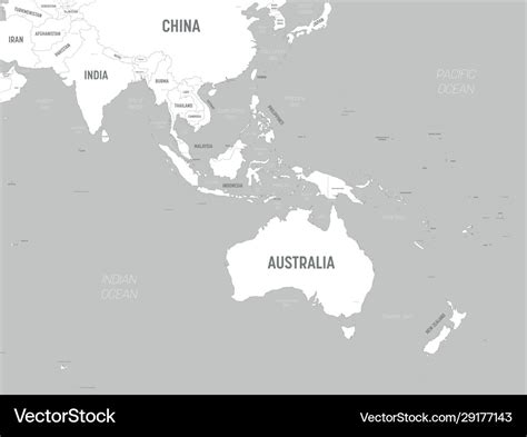 Australia and southeast asia map - white lands Vector Image