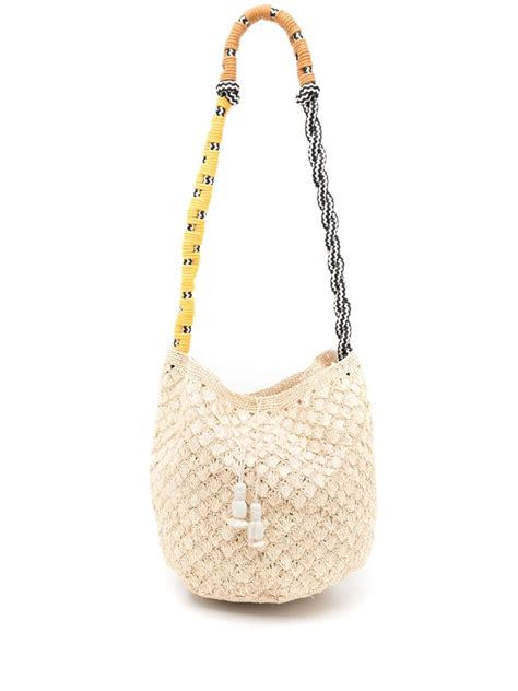 Nannacay Petra Crochet Knit Shoulder Bag Neutrals Editorialist