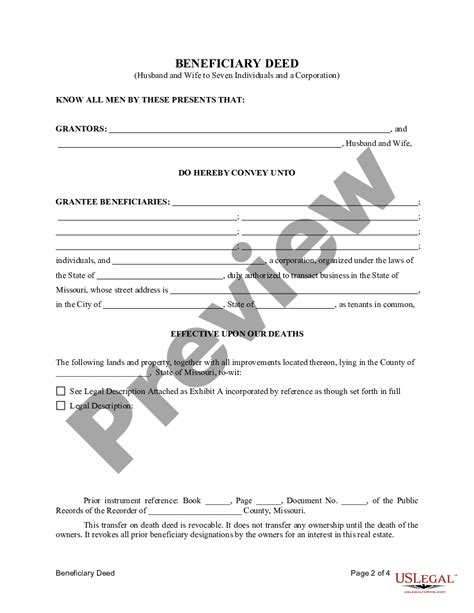 Kansas City Missouri Transfer On Death Deed Or Tod Beneficiary Deed For Husband And Wife To