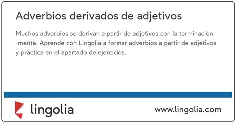 Formación De Adverbios A Partir De Adjetivos