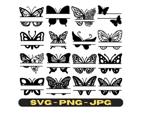 Butterfly Svg Butterfly Split Monogram Png Butterfly Etsy