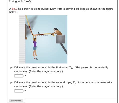 Solved Use G 9 8 M S2 A 88 0 Kg Person Is Being Pulled Chegg