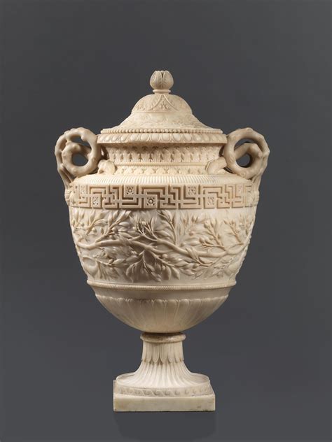 A Fine Italian Neoclassical Carrara Marble Lidded Vase After The