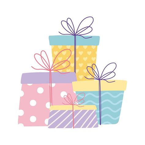 Feliz cumpleaños envuelto cajas de regalo celebración icono de diseño