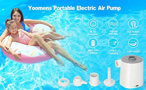 Yoomens Electric Air Pump For Inflatables Rechargeable Mah For