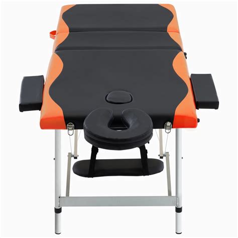 Massagetisch Klappbar 3 Zonen Aluminium Schwarz Und Orange Abisko