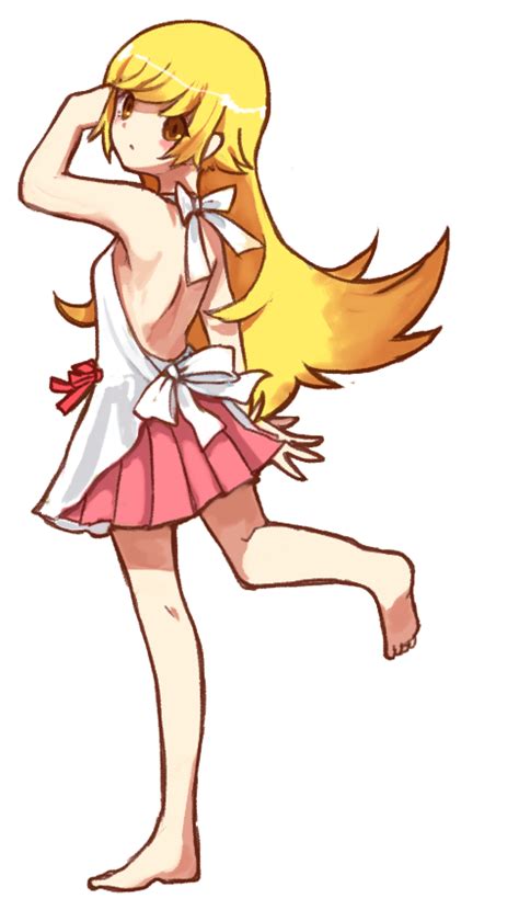 Safebooru Bad Id Bare Shoulders Barefoot Blonde Hair Long Hair Monogatari Series Oshino