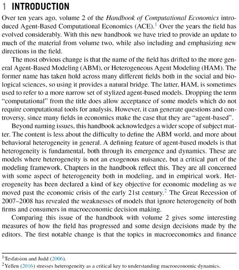 Introduction To The Handbook Of Computational Economics Volume