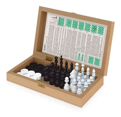 Juego De Ajedrez Y Damas Con Caja Y Tablero De Madera 714 MercadoLibre