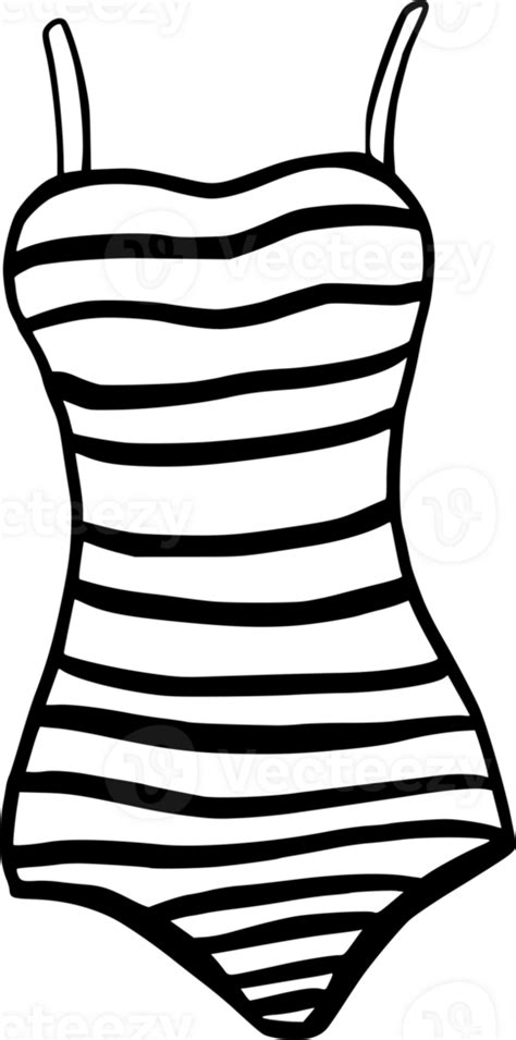 Tropical Bikini Summer Beach Icons Element Line Art PNG