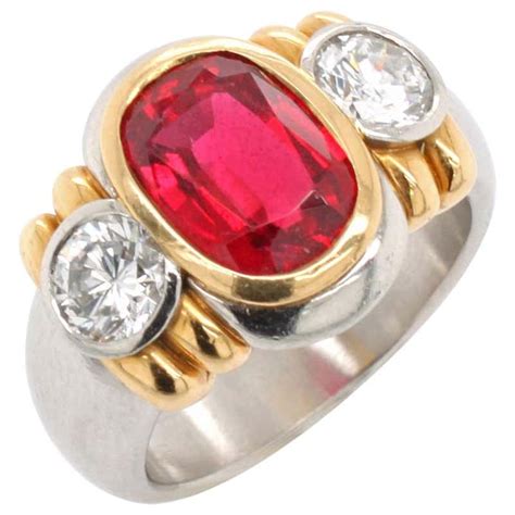 Sardinia Red Coral And Diamond Vintage Natural Coral Ring At 1stdibs