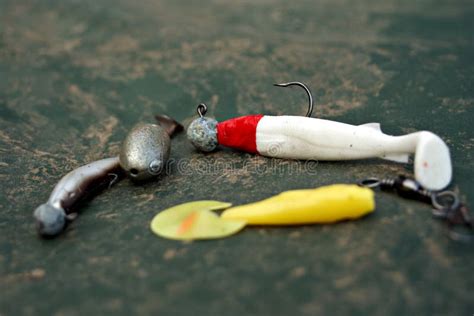 A Macro Shot of Some Perch Fishing Lures. Stock Photo - Image of lures ...