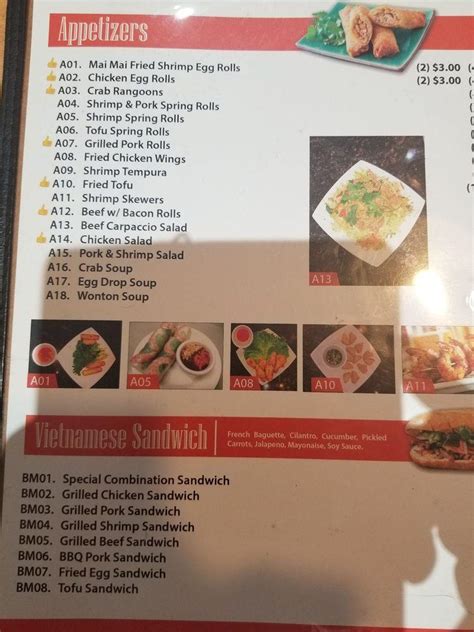 Menu At Pho Mai Mai Restaurant North Las Vegas