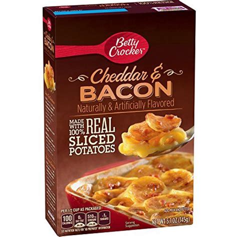 Betty Crocker Cheddar And Bacon Potatoes Made With Real Cheese 51 Oz Pack Of 12 Scalloped