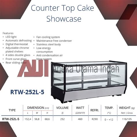 Gea Rtw L Counter Top Cake Showcase Cake Display Kaca Kotak