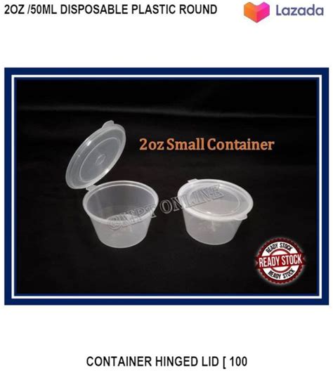 Oz Ml Disposable Plastic Round Container Hinged Lid Piece S