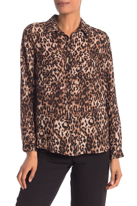 Pleione Covered Button Front Long Sleeve Blouse Nordstrom Rack