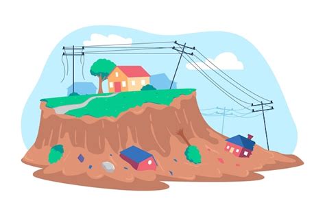 Premium Vector Landslide Vector Illustration