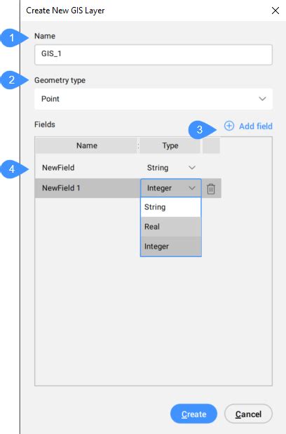 Create New Gis Layer Dialog Box Bricscad Lite And Pro Bricsys Help Center