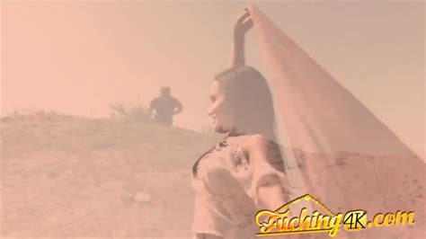 Glamorous Busty Brunette Taking A Bang In The Desert