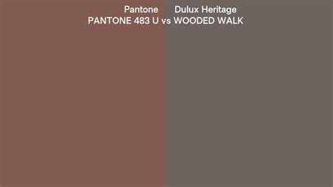 Pantone 483 U Vs Dulux Heritage WOODED WALK Side By Side Comparison