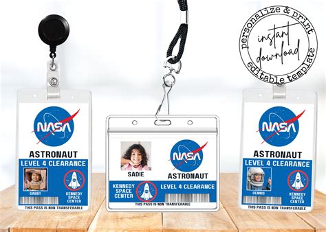 NASA Astronaut ID Badge, Name Badge, Space Astronaut Prop for Cosplay ...