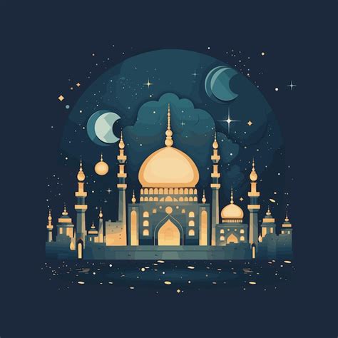 Ramadan Mubarak Moschee Vektordesign Eid Clip Art Stock Illustrationen