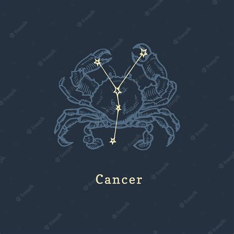 Premium Vector Zodiac Constellation Of Cancer In Engraving Style