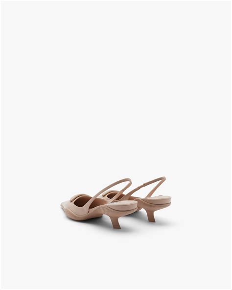 Powder Pink Brushed Leather Slingback Pumps Fake Prada Store