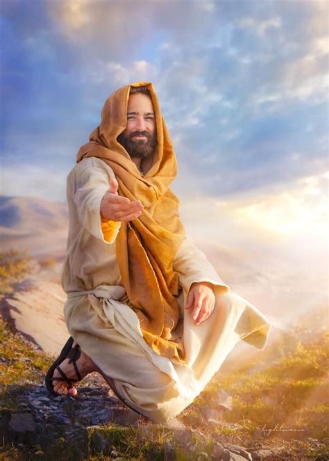 Images Of Christ Collection Jesus Kneeling And Smiling Reaching Out