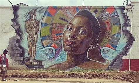 Lupita Nyongo Mural Graffiti Street Art Nairobi Kenya Bankslave