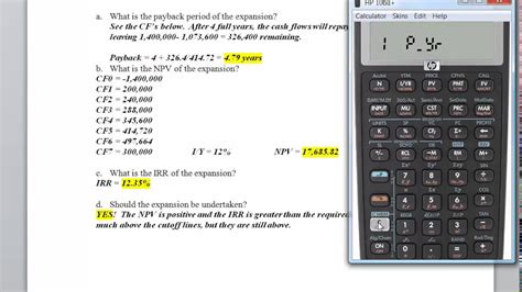 Hp 10 Bii Npv Irr Youtube