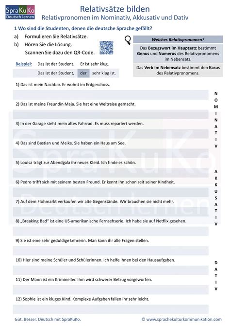 Relativsätze Übungen B1 B2 Praktische Übungen mit Lösung