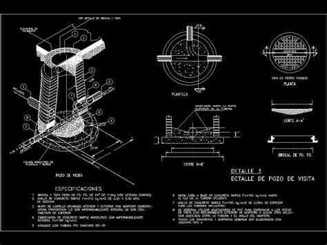 Detalles De Un Pozo De Visita En Autocad Cad Kb Bibliocad