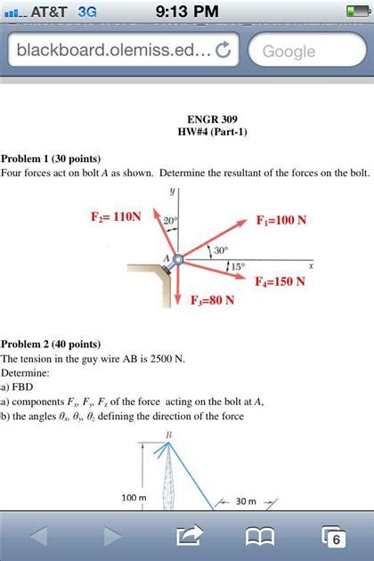 Solved Four Forces Act On Bolt A As Shown Determine The Chegg