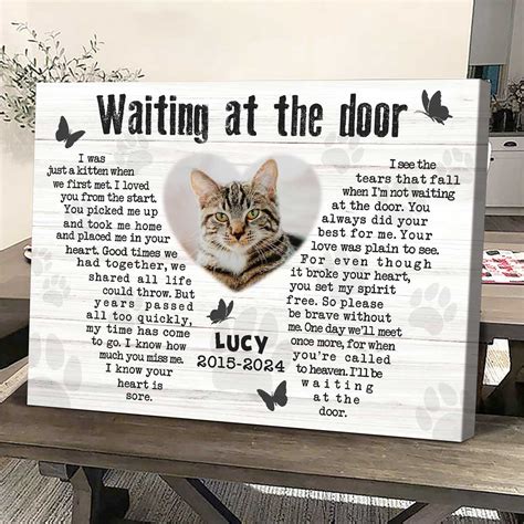 Waiting At The Door Memorial Cat Poem Custom Canvas Personalized Cat Loss Ts T For Cat