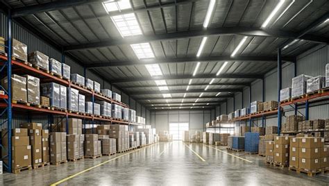 Premium Photo | A warehouse with a large warehouse full of boxes and boxes.